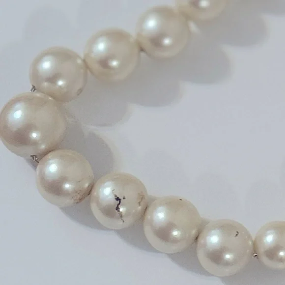 Faux Pearl Necklace with Gold Accents - Picture 2 of 3